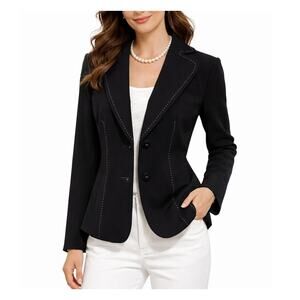 Ann Taylor Black Blazer Stretch Tailored Preppy Career Chic 2
